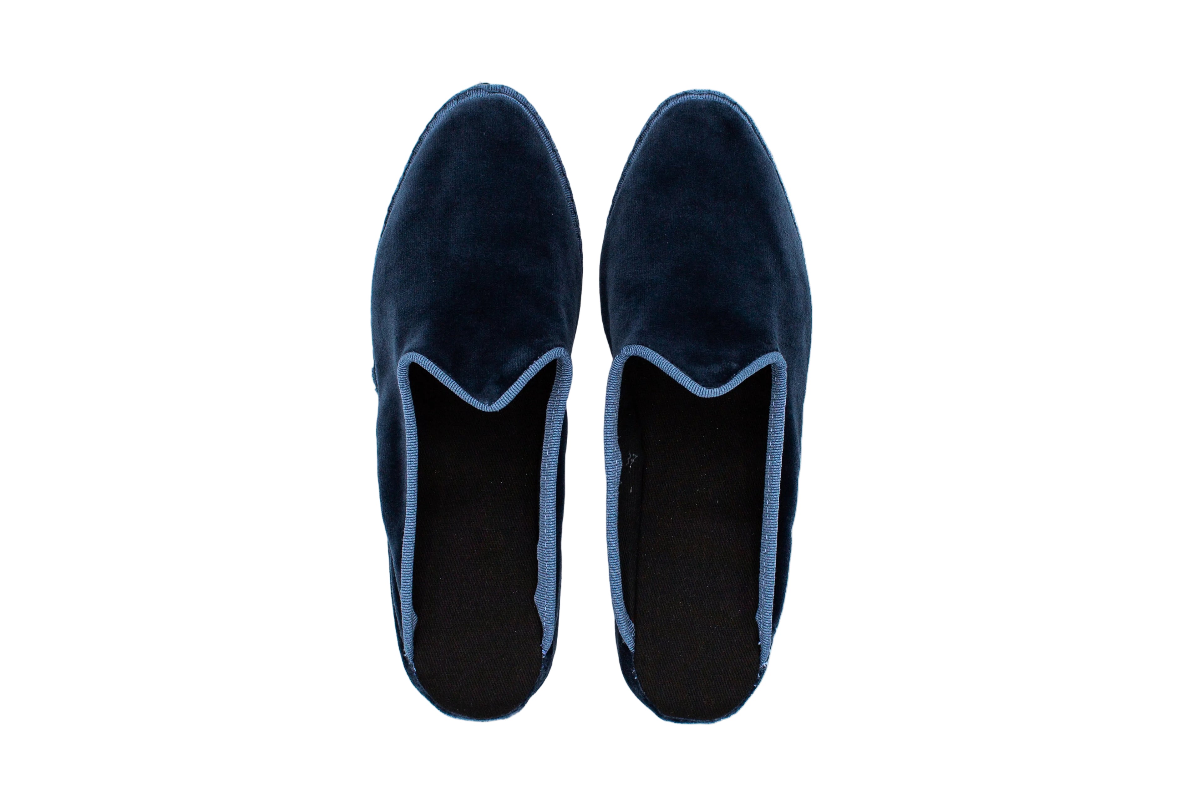 Sugar paper blue silk wedge clogs