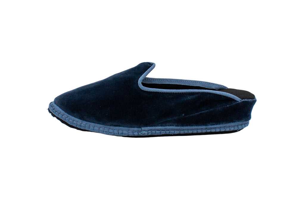 Sugar paper blue silk wedge clogs