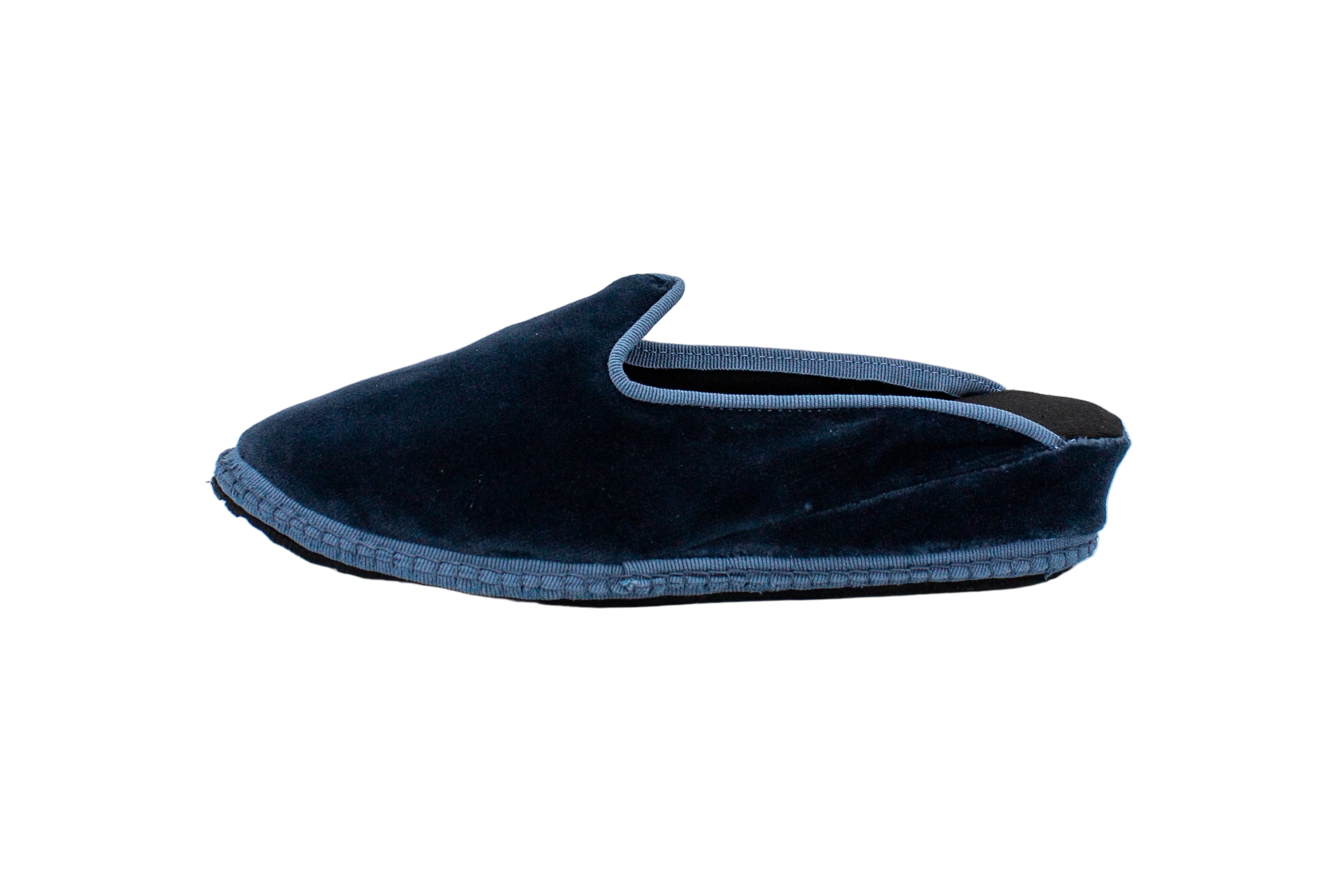 Sugar paper blue silk wedge clogs