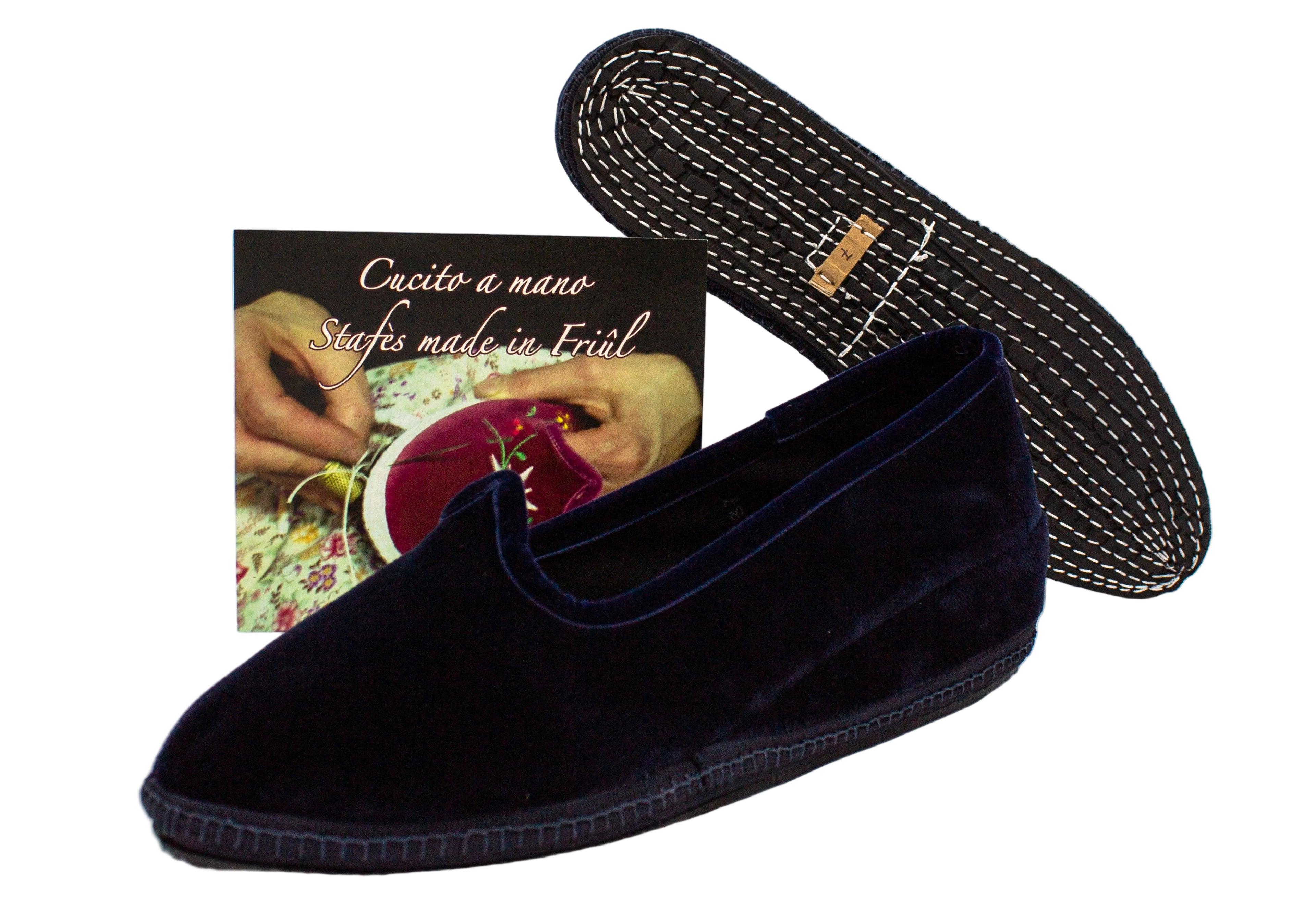 Friulane con zeppa in velluto blu