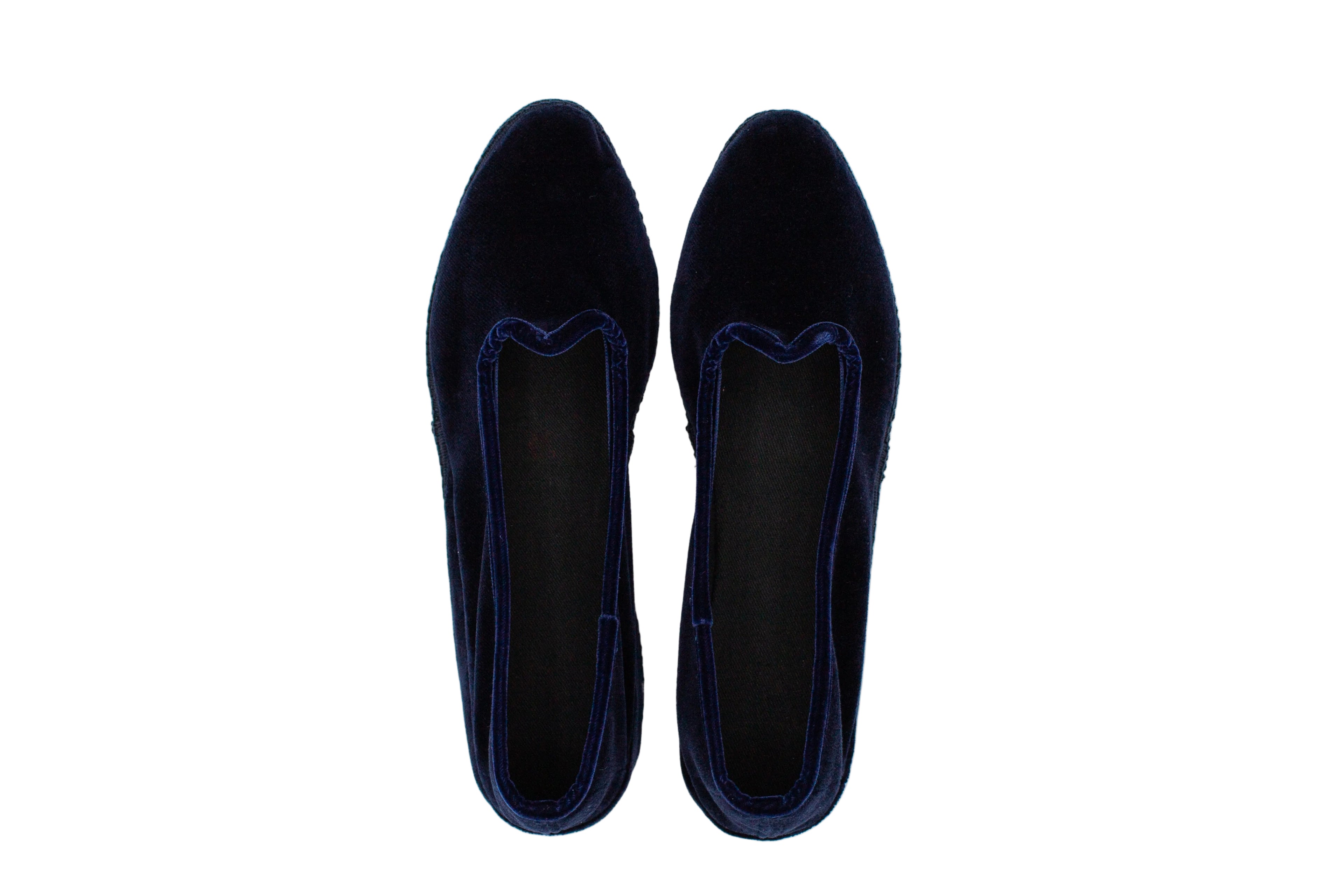 Friulane con zeppa in velluto blu