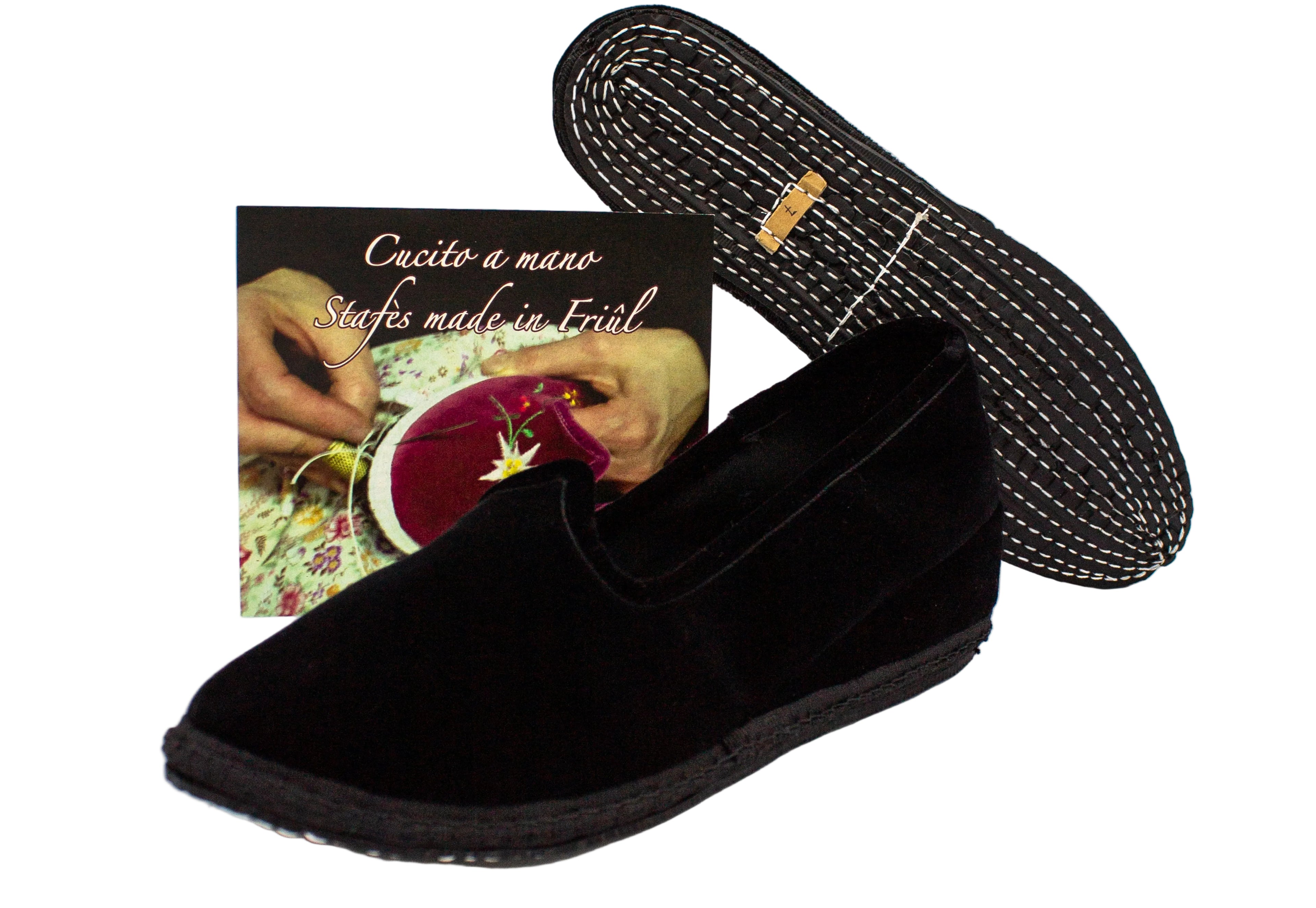 Friulane con zeppa in velluto nero