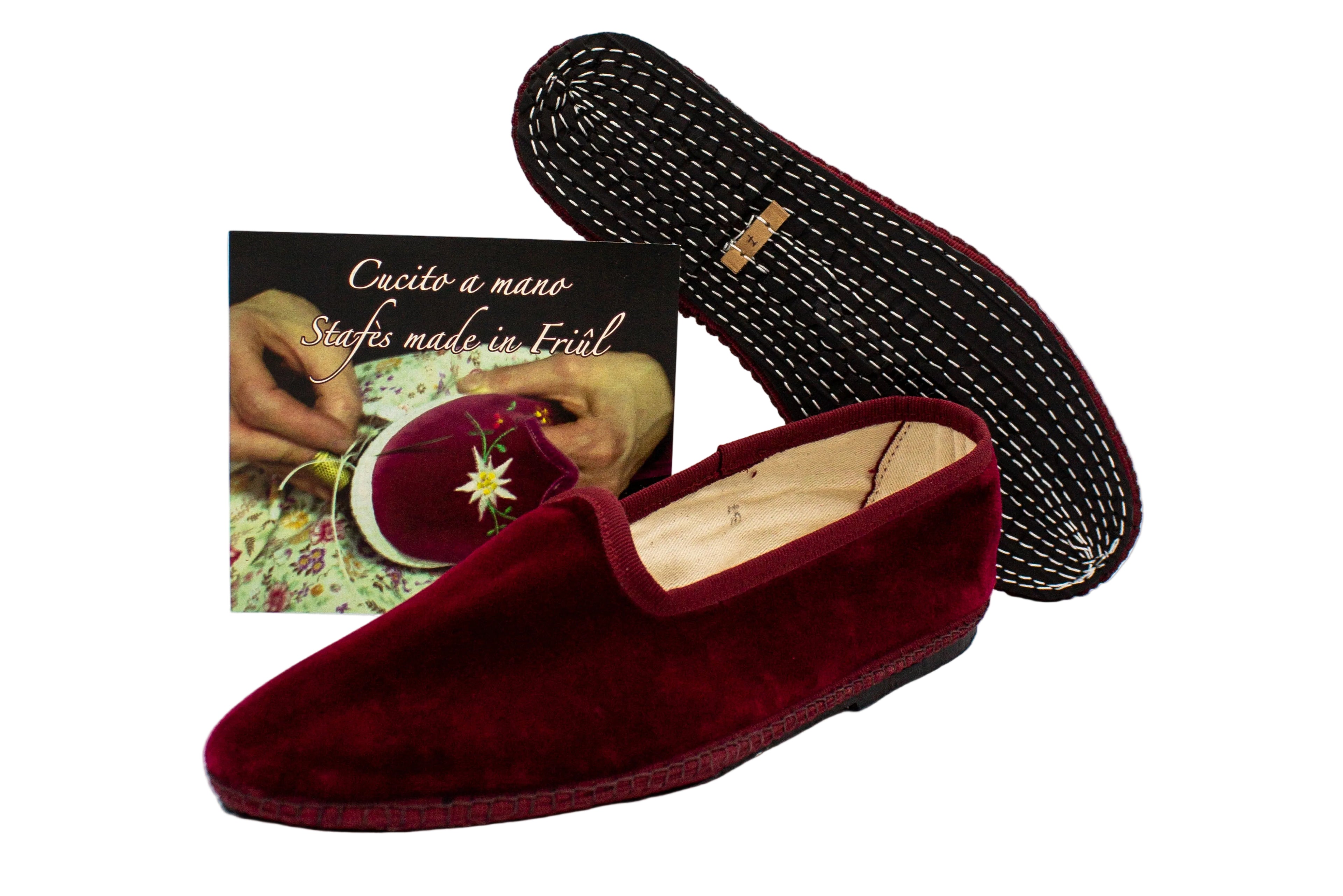 Women's bordeaux velvet slippers