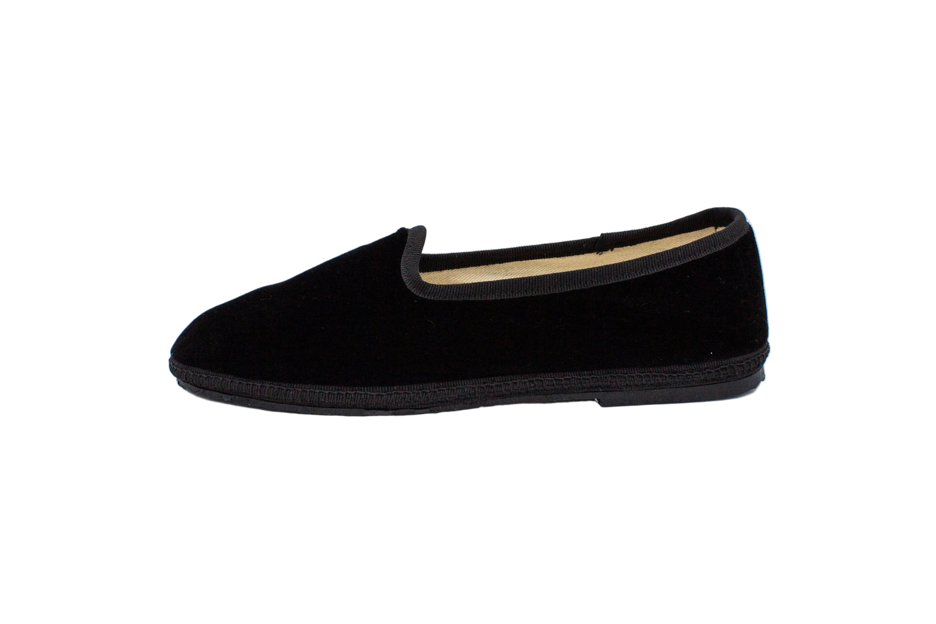 Women's black velvet slippers