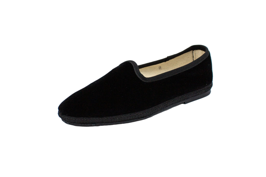 Women's black velvet slippers