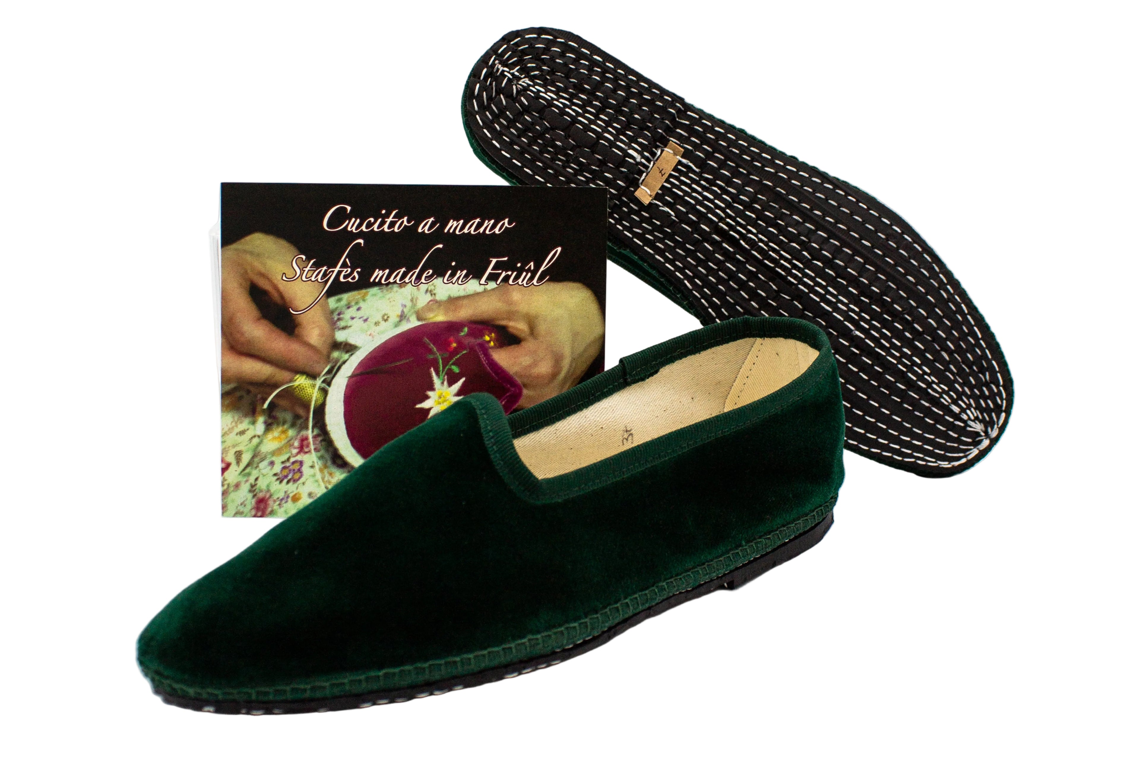 Women's bottle green velvet slippers