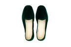 Women's bottle green velvet slippers
