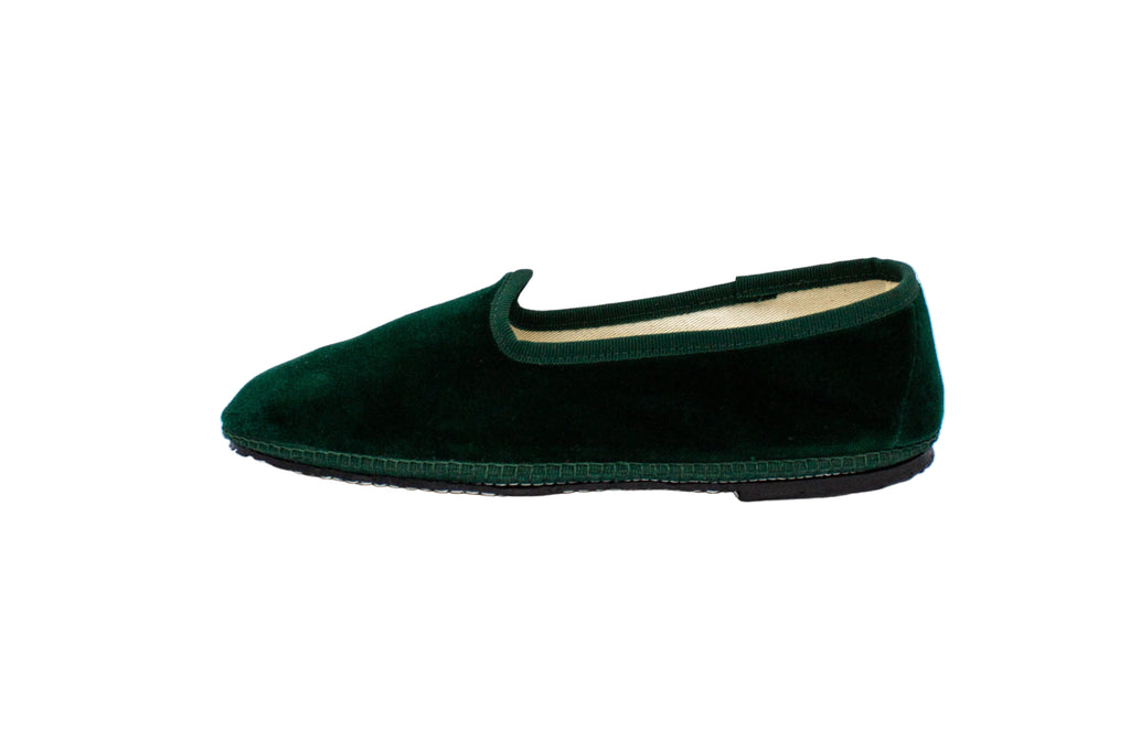 Women's bottle green velvet slippers