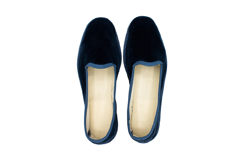 Women's sugar paper blue velvet slippers