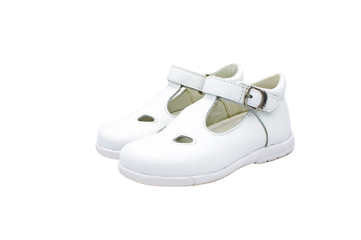 Scarpe primi passi con velcro bianco