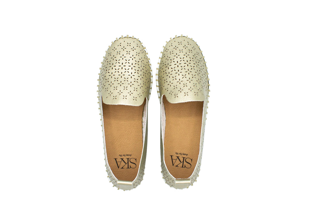 Slip on traforate Pia platino