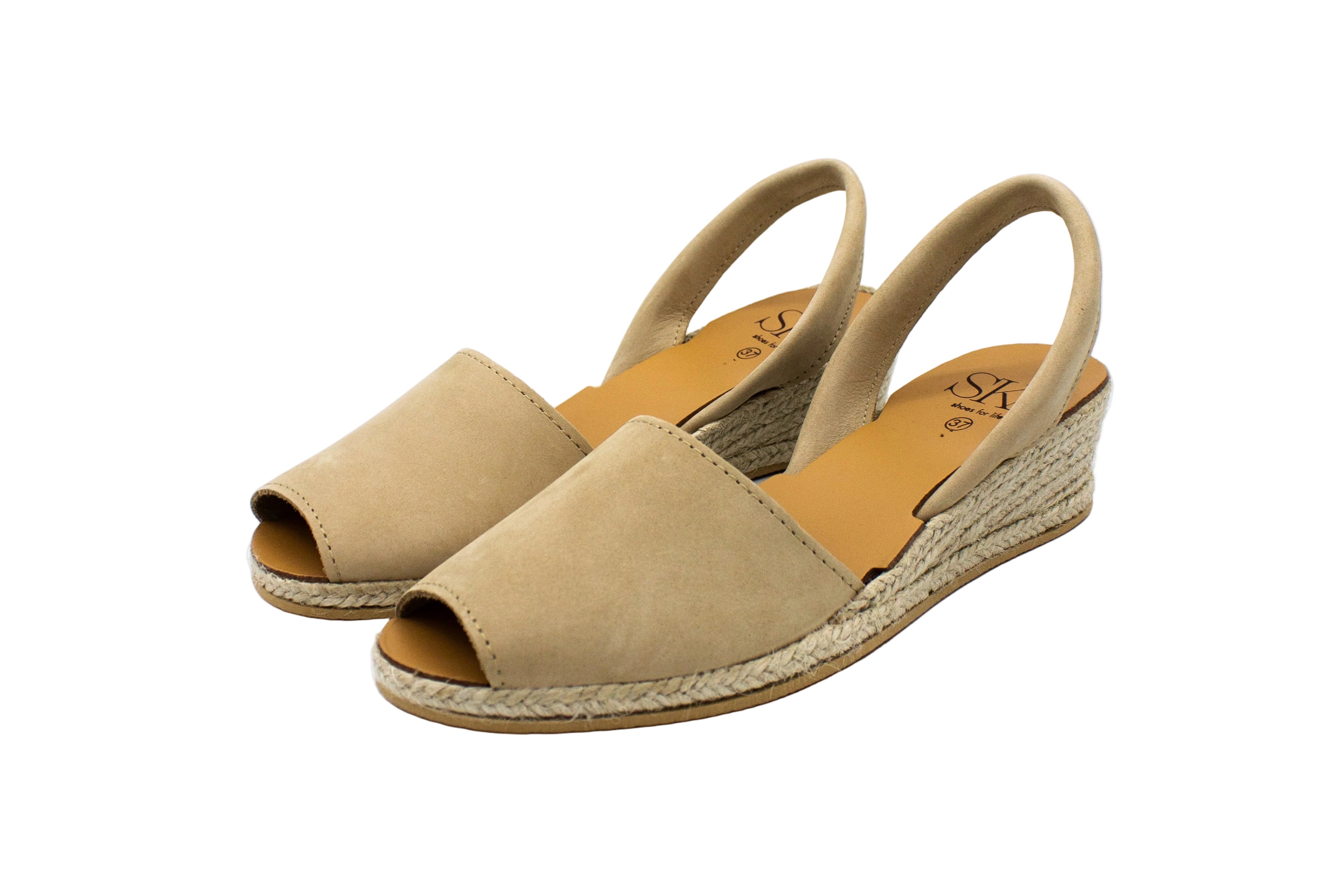 Minorchine Creta in nabuk con zeppa taupe