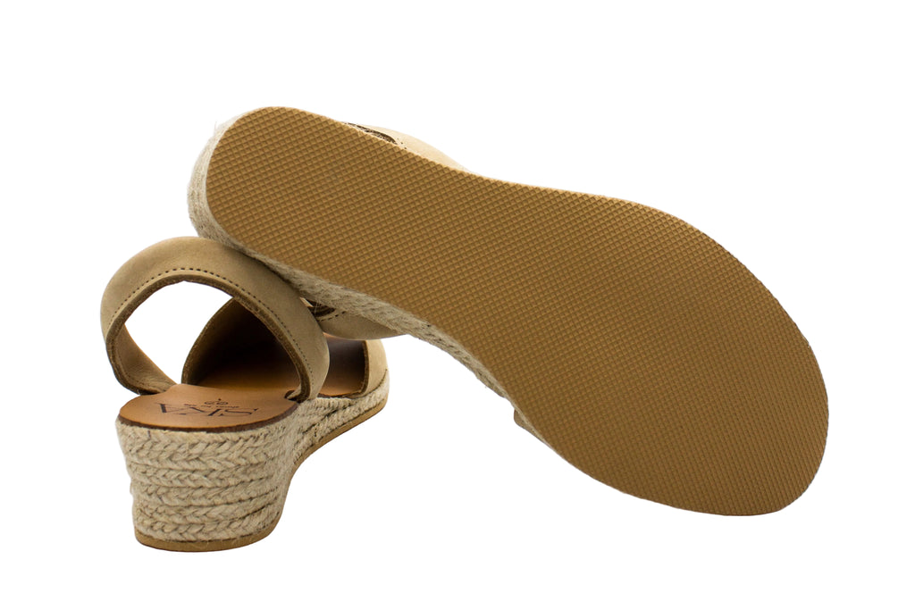 Creta Minorcan in nubuck with taupe wedge