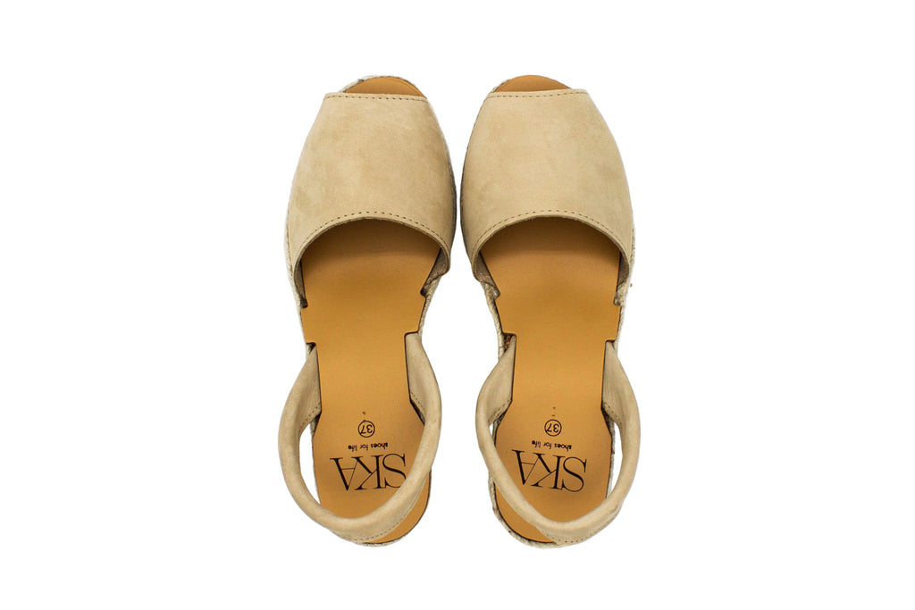 Creta Minorcan in nubuck with taupe wedge
