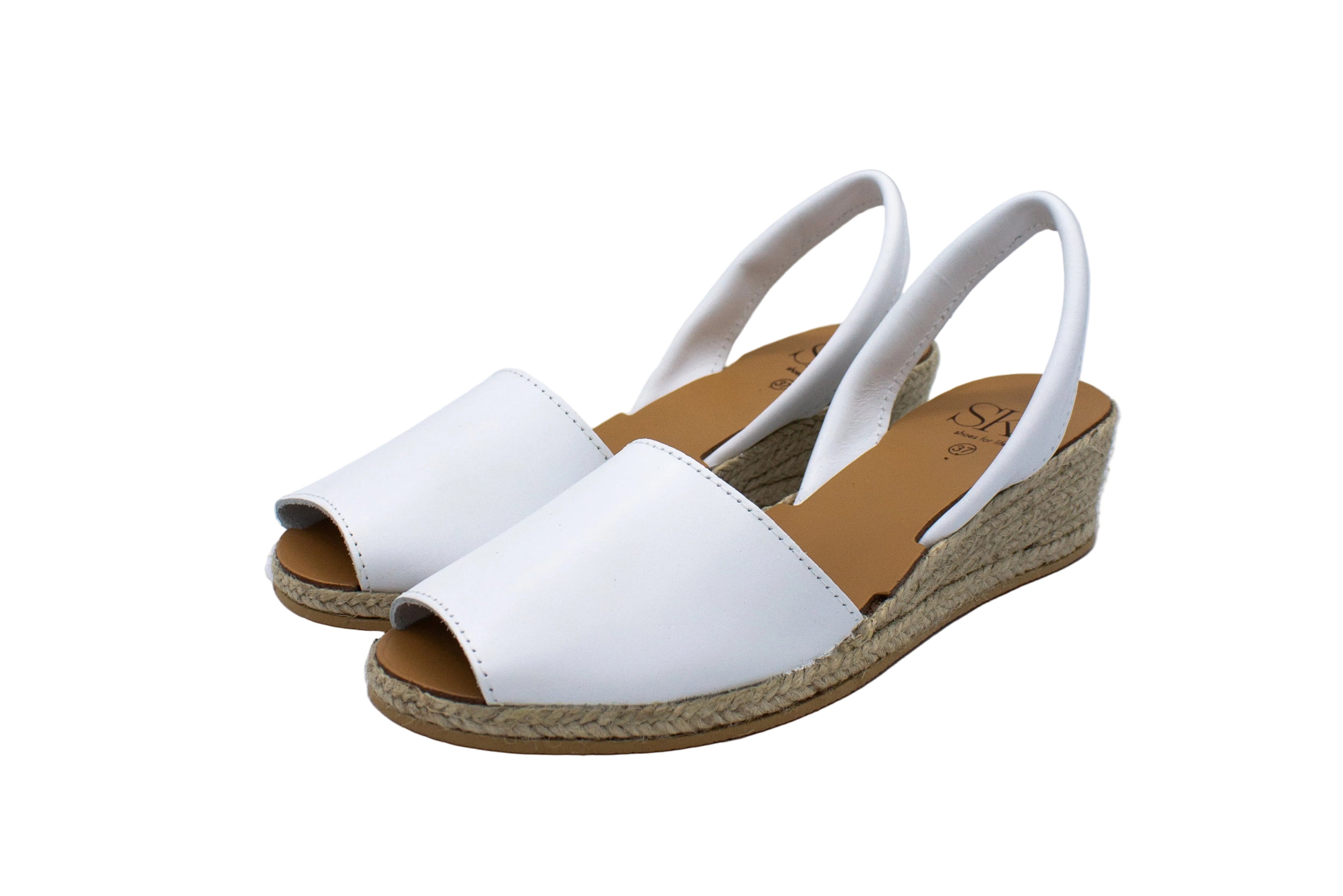 Minorchine Creta in nappa con zeppa bianco