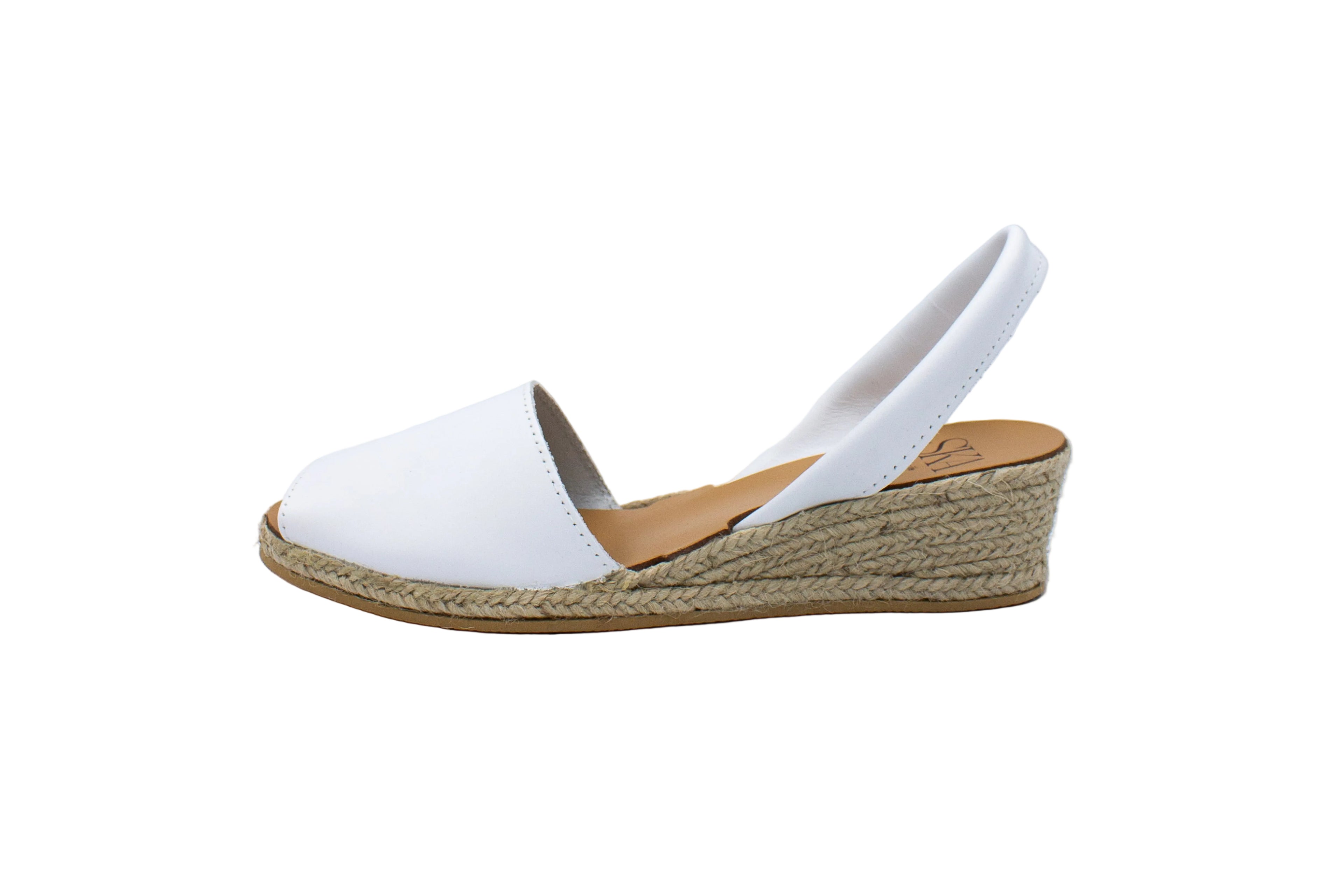 Minorchine Creta in nappa con zeppa bianco