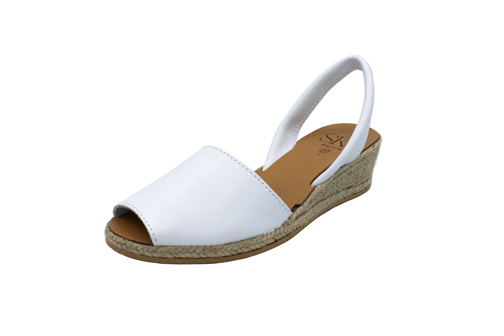 Minorchine Creta in nappa con zeppa bianco