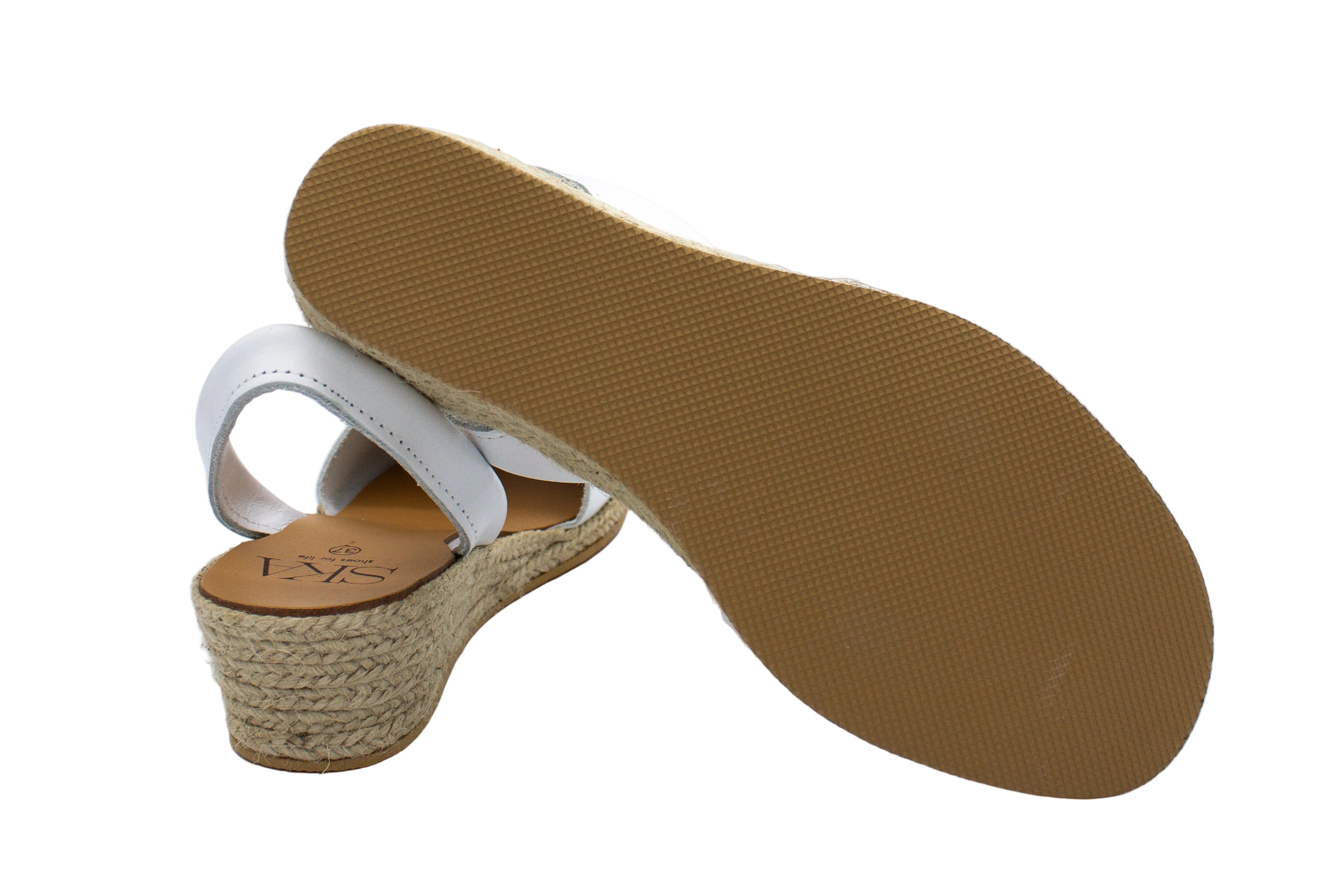 Minorchine Creta in nappa con zeppa bianco