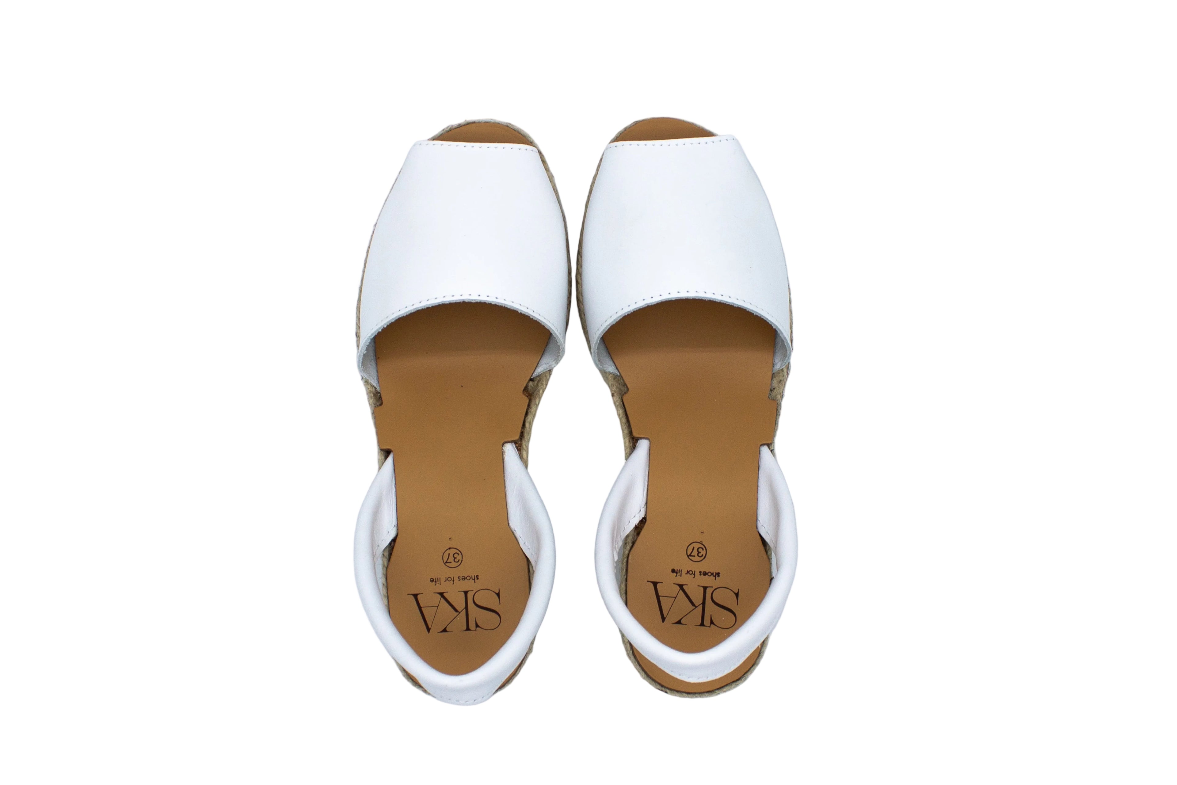 Minorchine Creta in nappa con zeppa bianco