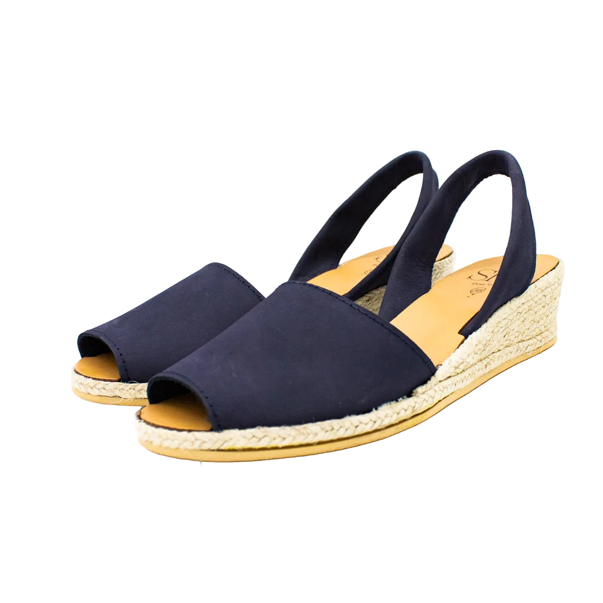 Minorchine Creta in nabuk con zeppa blu