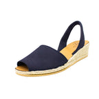 Minorchine Creta in nabuk con zeppa blu
