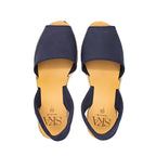 Minorchine Creta in nabuk con zeppa blu