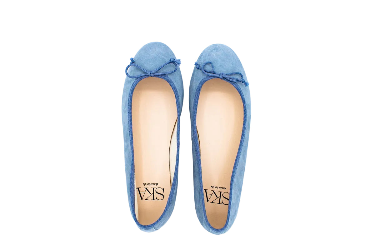 Ballerine Emma in camoscio azzurro