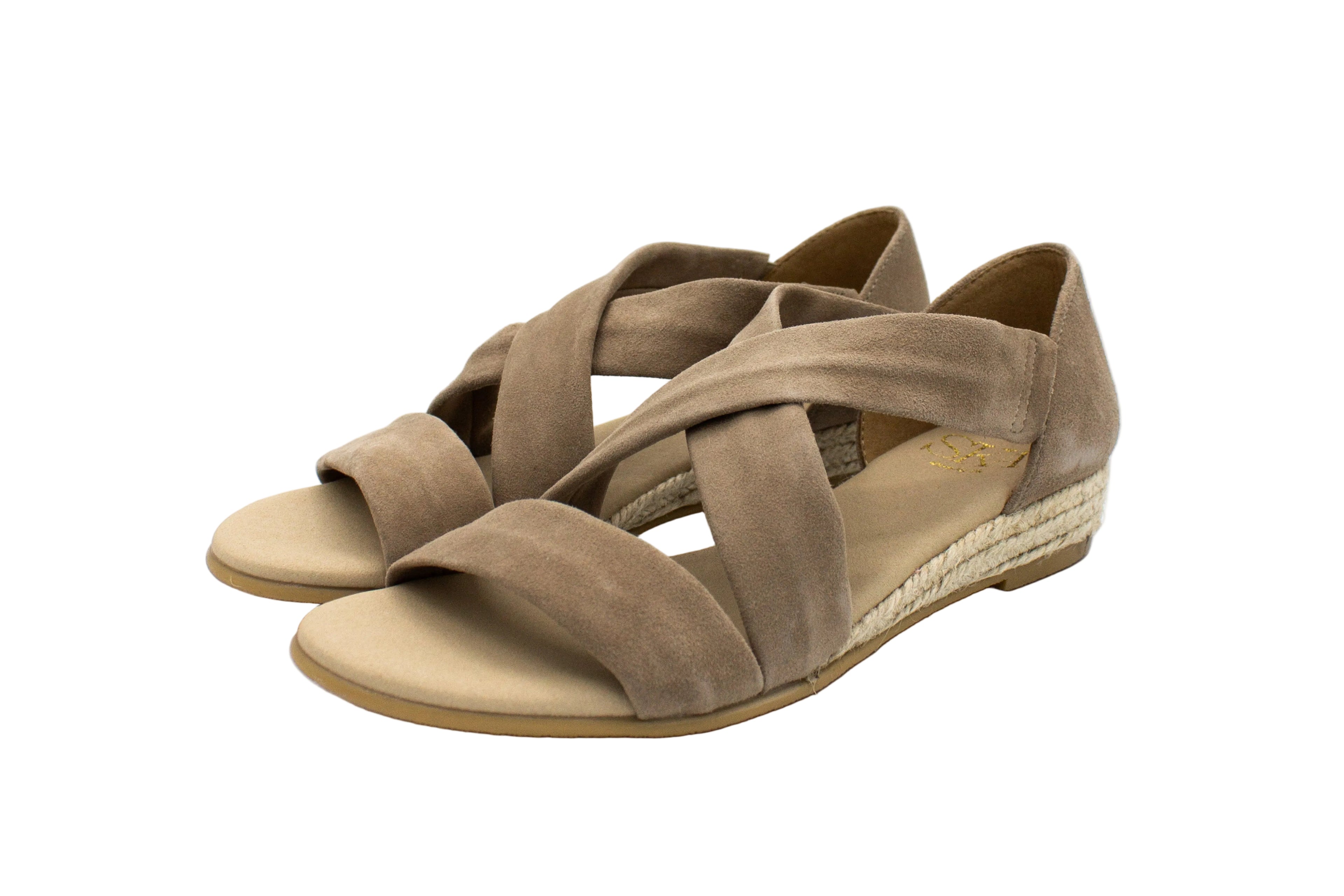 Sandali incrociati in camoscio Isabella beige