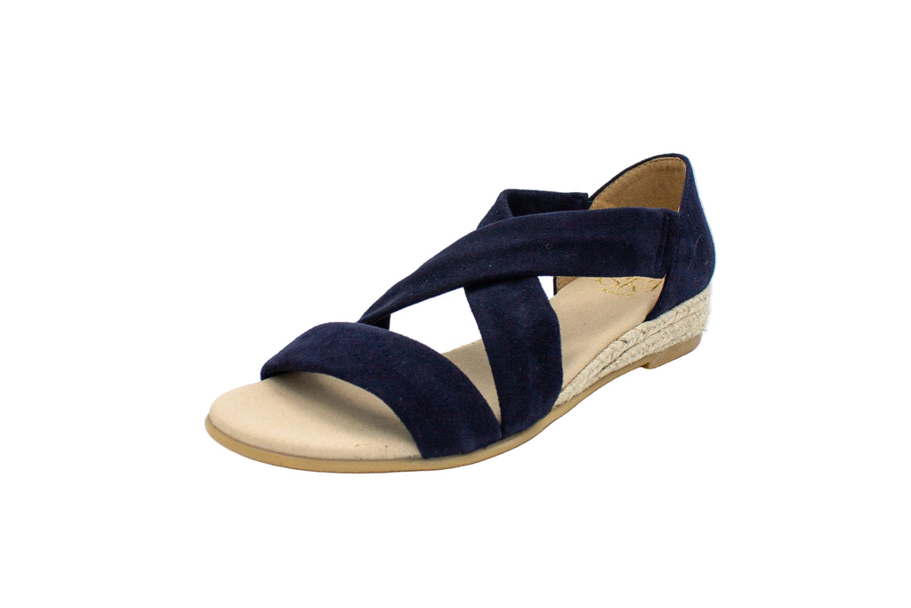 Sandali incrociati in camoscio Isabella blu