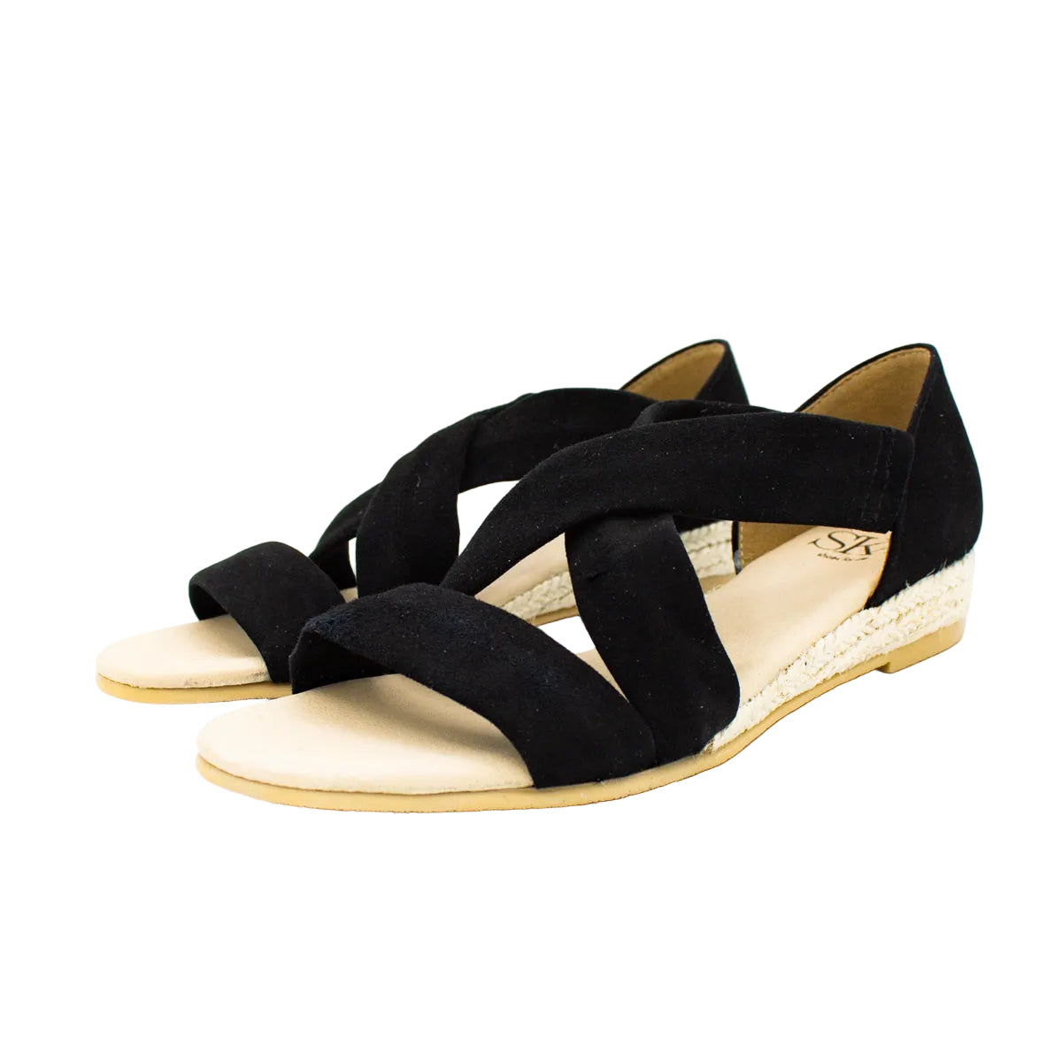 Sandali incrociati in camoscio Isabella nero