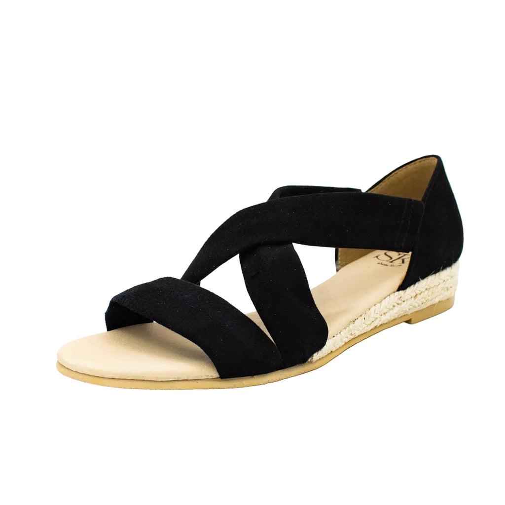 Sandali incrociati in camoscio Isabella nero