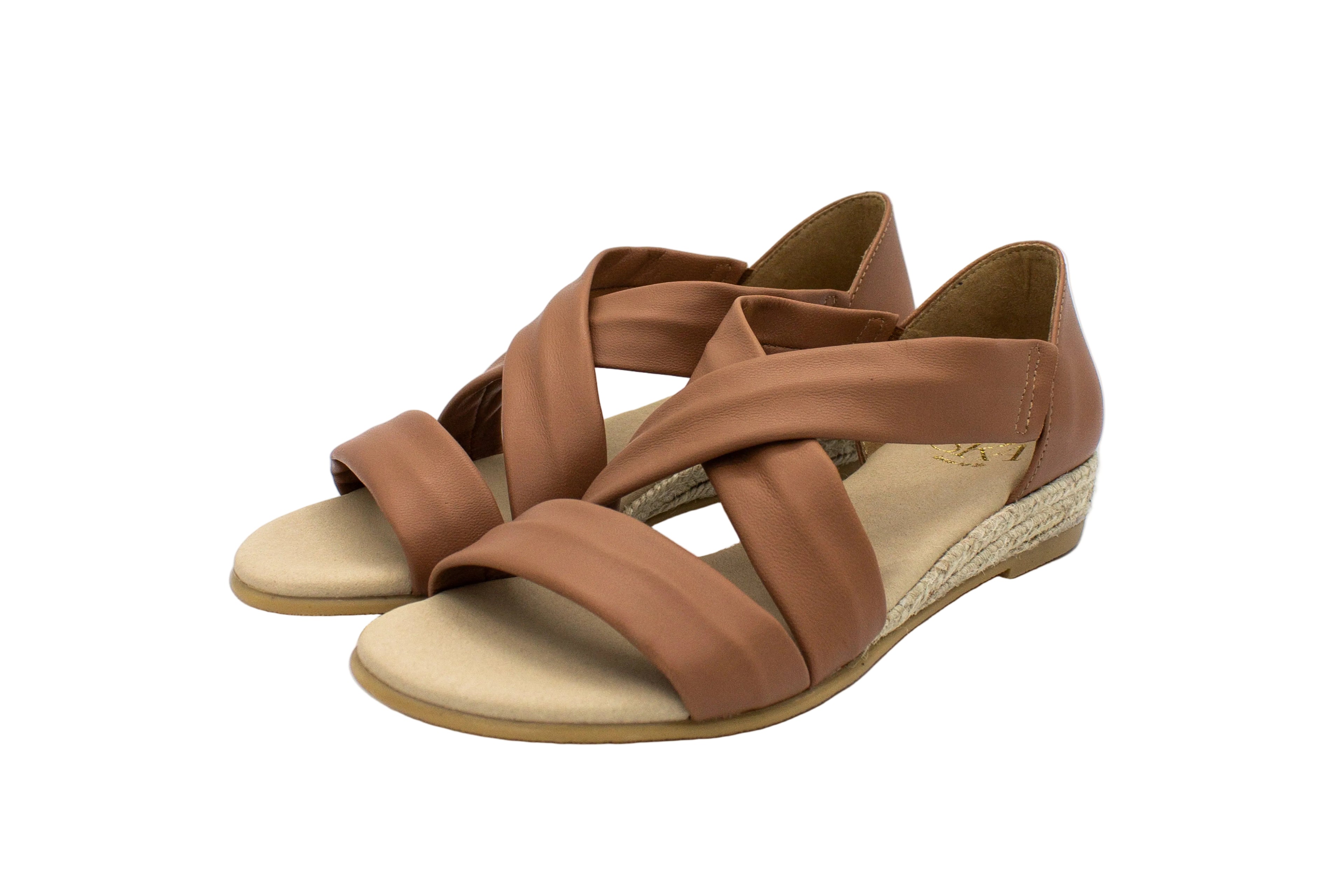 Sandali incrociati in camoscio Isabella cuoio