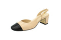 Slingback in pelle con punta a contrasto cipria nero