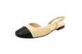 Slingback in pelle con punta a contrasto cipria nero