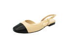 Slingback in pelle con punta a contrasto cipria nero