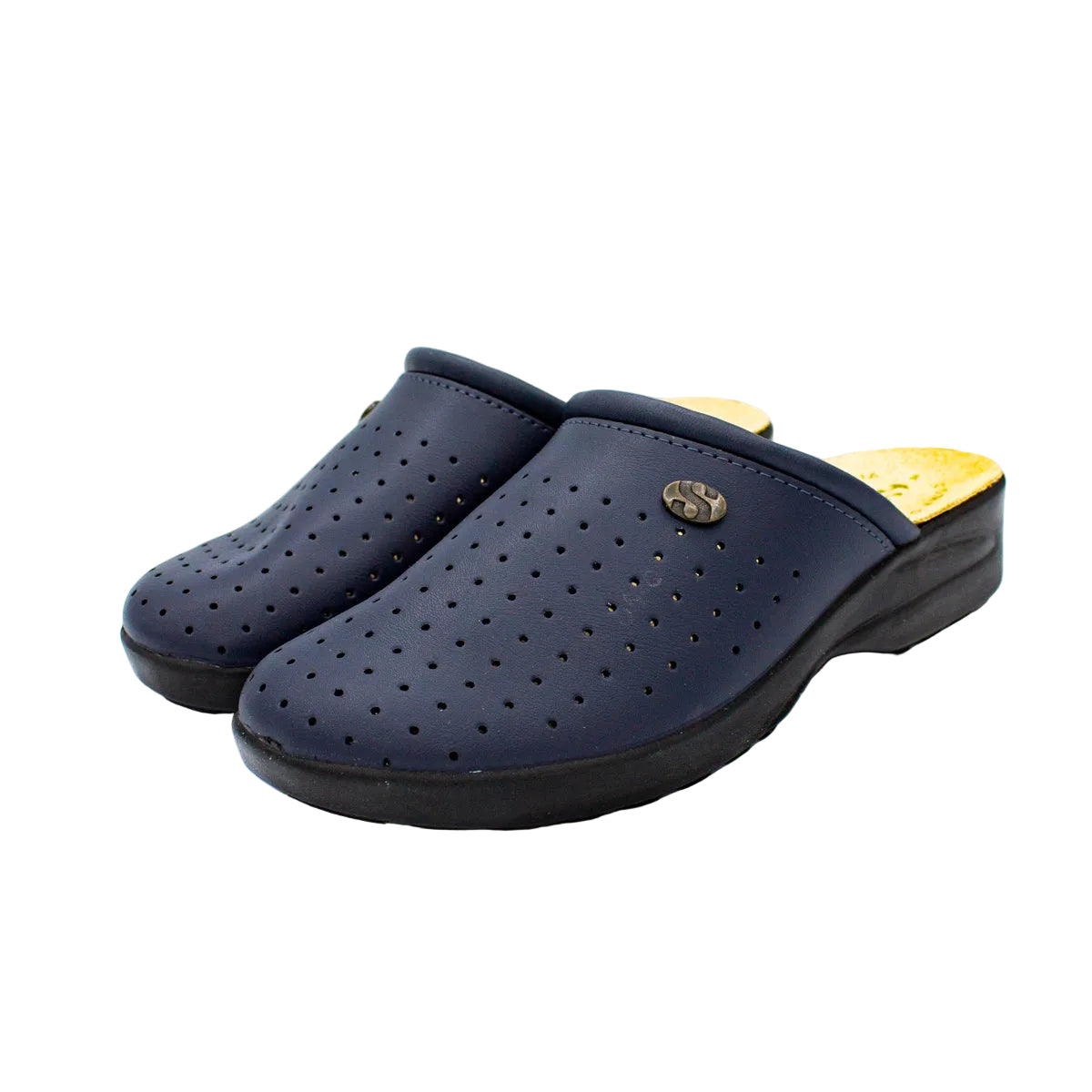 Ciabatte sanitarie in pelle traforata blu