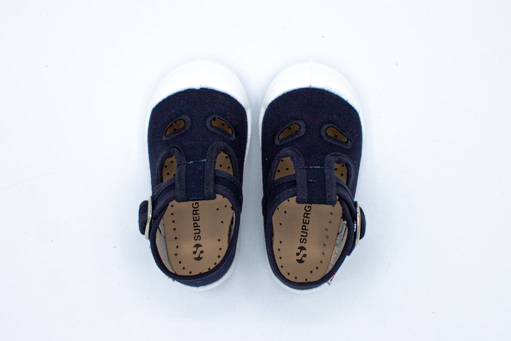 Sandali primi passi in cotone blu