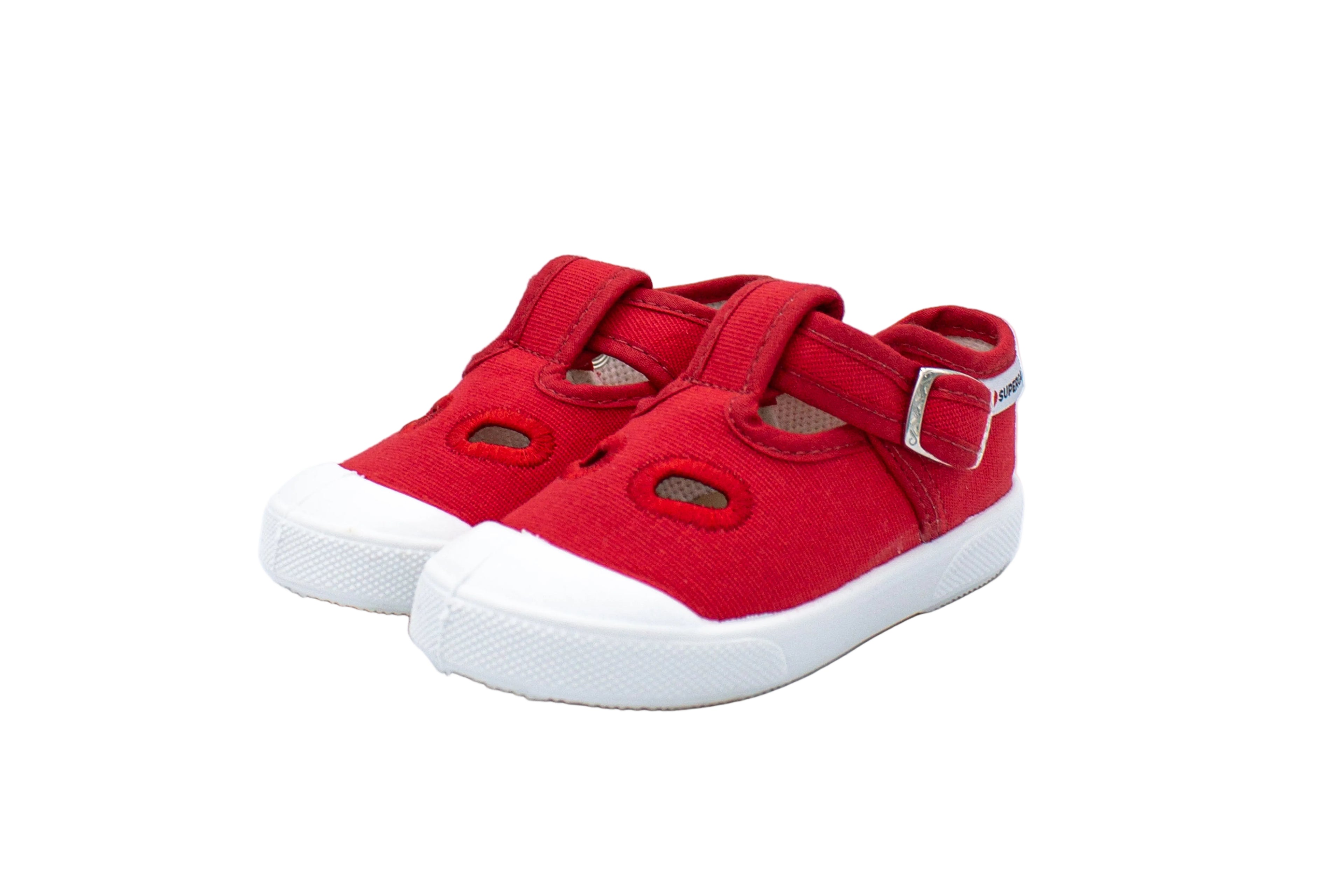 Sandali primi passi in cotone rosso