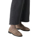 Mocassini Arricciati Donna Scamosciati Beige