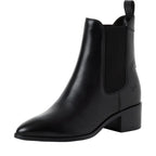 Stivaletti Chelsea Donna con Tacco in Pelle Nera