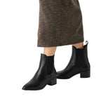Stivaletti Chelsea Donna con Tacco in Pelle Nera