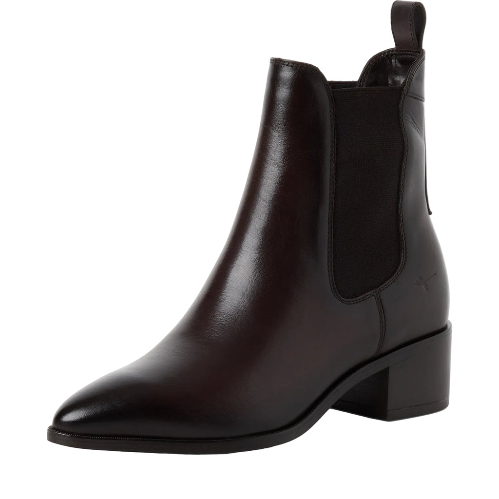 Stivaletti Chelsea Donna con Tacco in Pelle Marrone