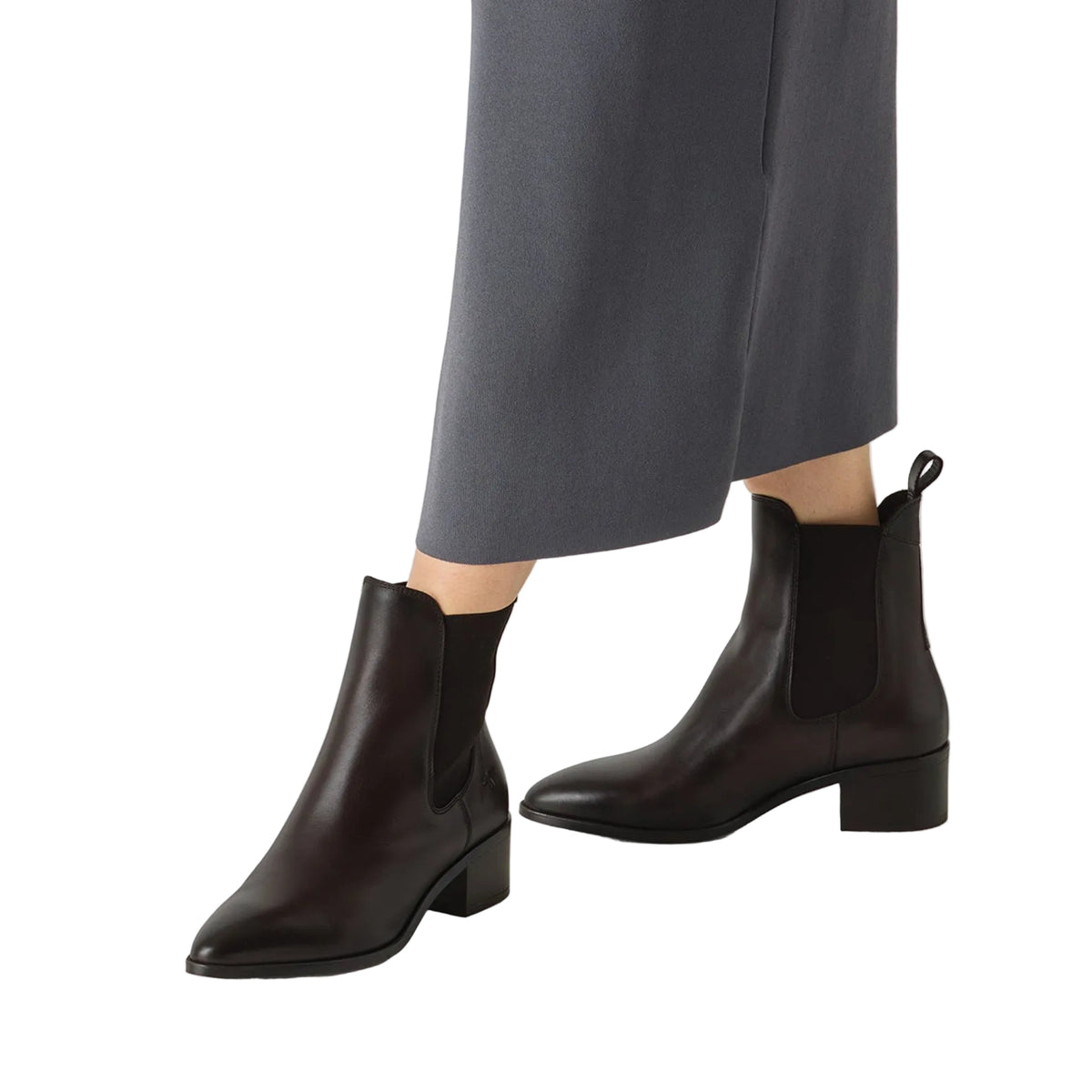 Stivaletti Chelsea Donna con Tacco in Pelle Marrone