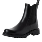 Stivaletti Chelsea Donna con Tacco Basso in Pelle Nera