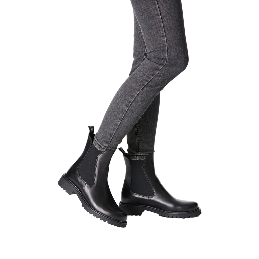 Stivaletti Chelsea Donna con Tacco Basso in Pelle Nera