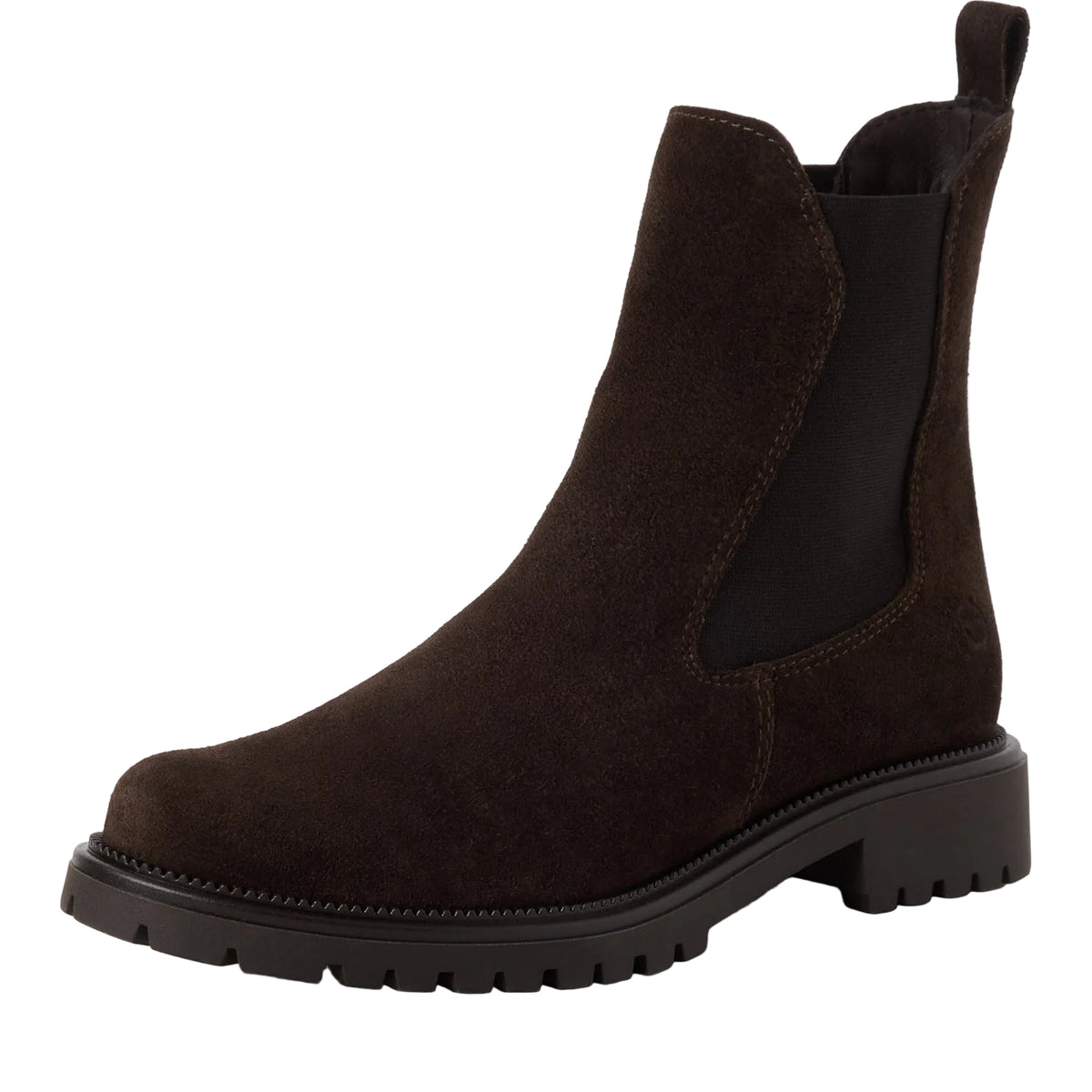 Stivaletti Chelsea Donna con Tacco Basso Scamosciati Marrone