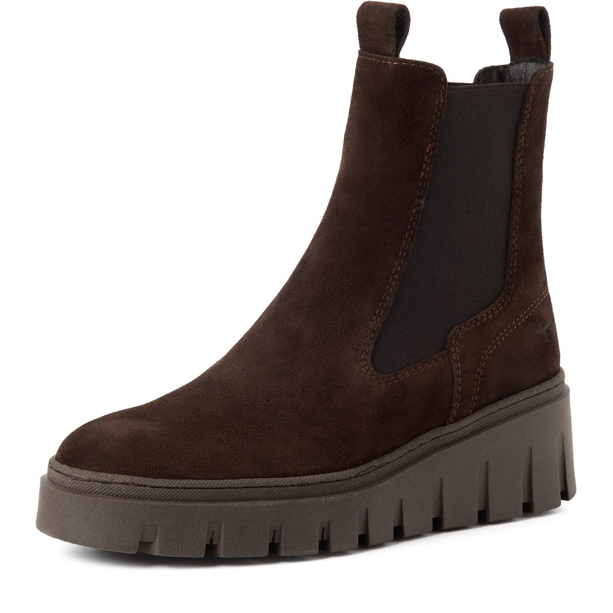 Stivaletti Chelsea Donna con Zeppa Scamosciati Marrone