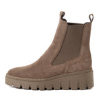 Stivaletti Chelsea Donna con Zeppa in Pelle Beige