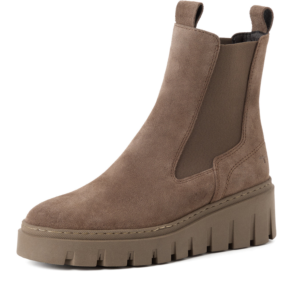 Stivaletti Chelsea Donna con Zeppa in Pelle Beige