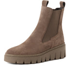 Stivaletti Chelsea Donna con Zeppa in Pelle Beige